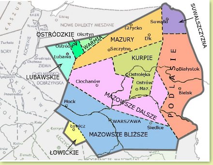 Podziały dialektu mazowieckiego